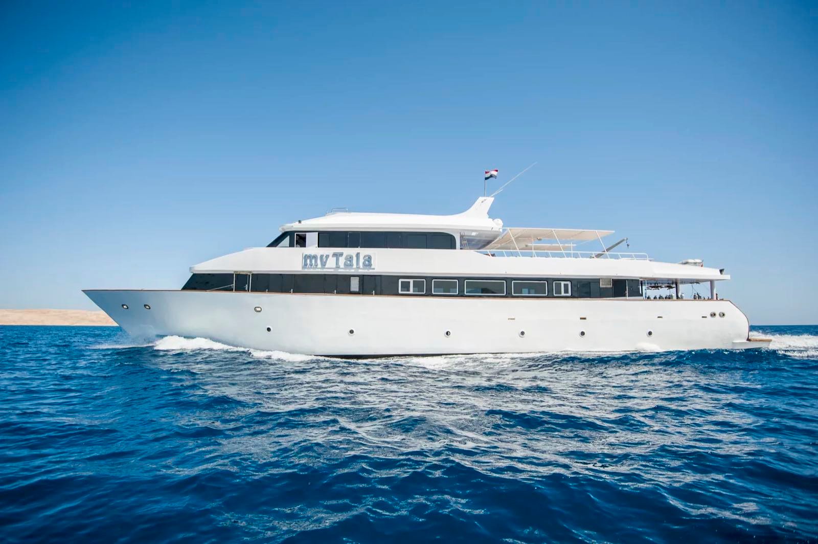 The liveaboard MV Tala at anchor in the Red Sea